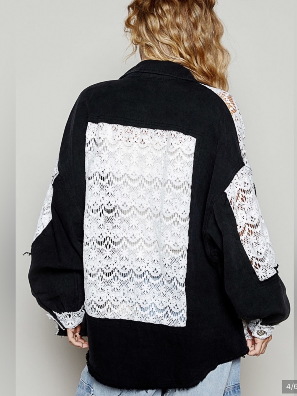 🎉 POL “El Paso 2 ” POL TWILL JACKET SHACKET WITH LACE DETAIL 84 - Picture 5 of 6